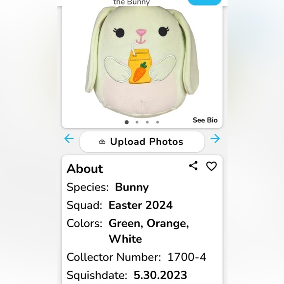 Hara (Carrot Juice Box) the Bunny Squishmallows Easter 2024  Squishmallow Hara The Bunny with Carrot Juice box Easter 2024 14 inch